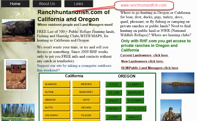 hunting and fishing private ranches or lands Oregon and California