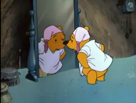 Looking in the mirror Many Adventures of WInnie the Pooh 1977 animatedfilmreviews.filminspector.com