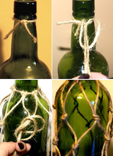 how to knot and wrap net around bottle