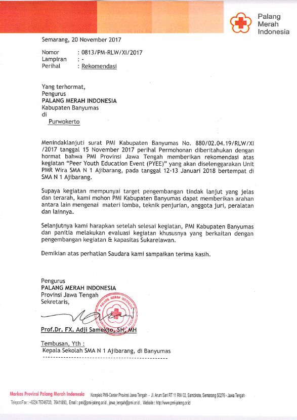 Pmr Wira Sma Negeri Ajibarang Surat Rekomendasi Pmi Provinsi