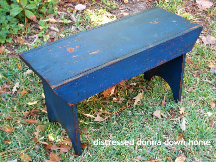 primitive blue bench