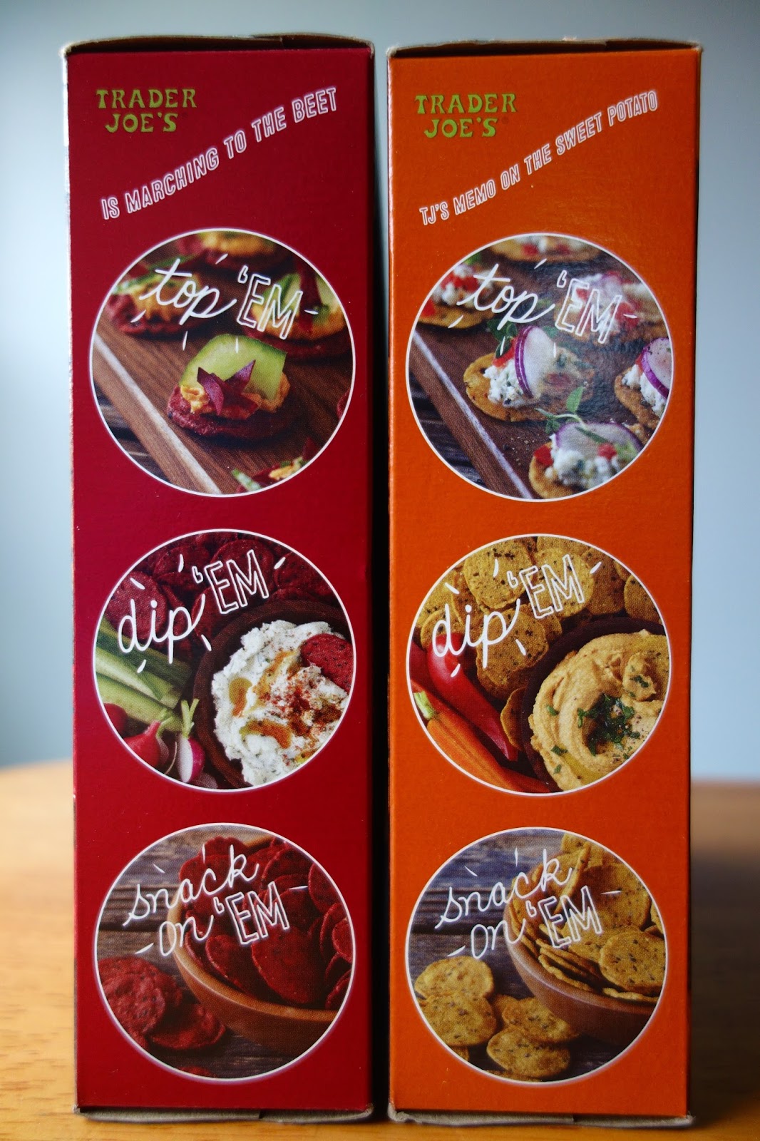 Trader Joe's 3 Seed Beet Crackers and 3 Seed Sweet Potato Crackers