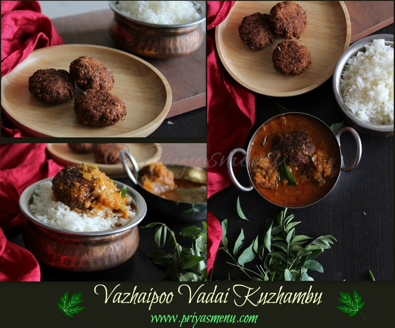 Priya's Menu Yum Yum Yummy food for Food lovers Vazhaipoo Vadai