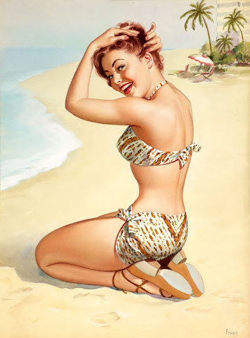 Pearl Frush pin up girl on the beach