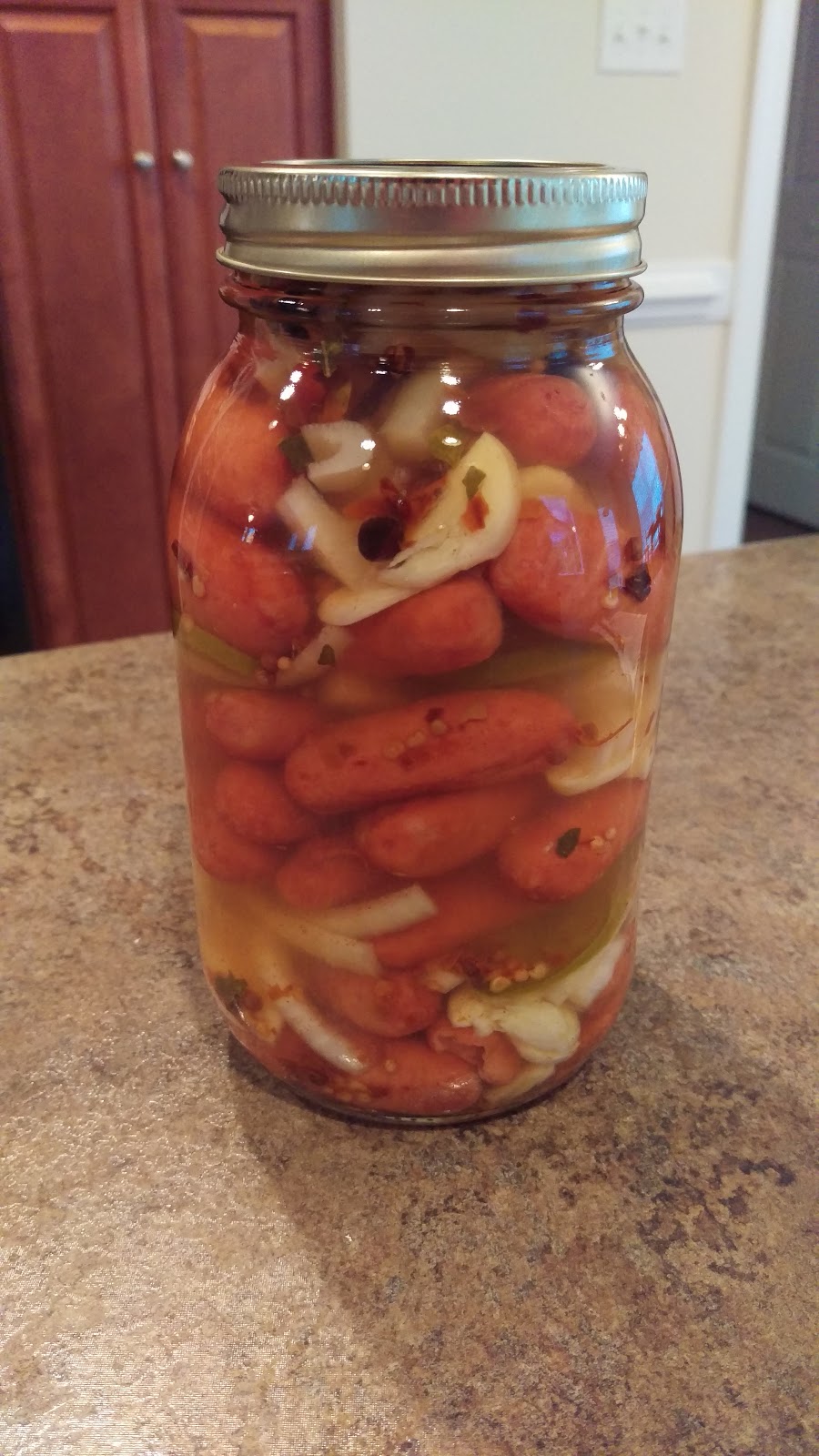 Nachos and Yarn Hot Pickled Sausages