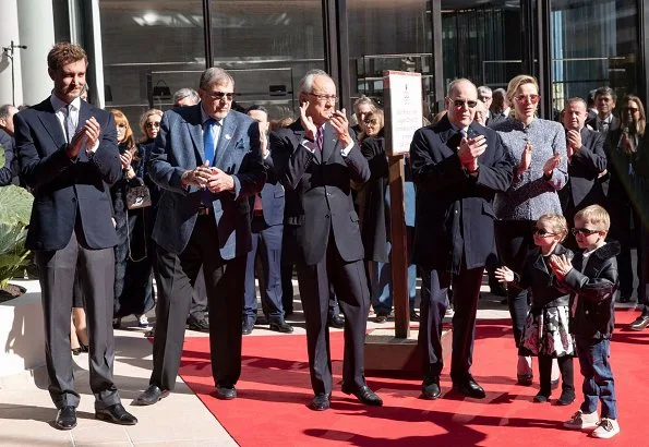 Prince Albert, Prince Jacques, Princess Gabriella and Pierre Casiraghi. Princess Charlene is wearing Akris jacket