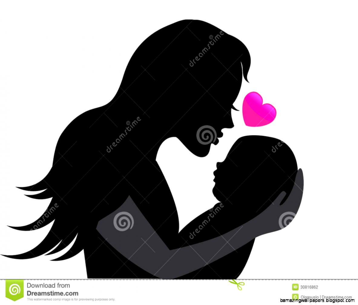 Silhouette Mother Holding A Baby In Her Arms Stock Photography