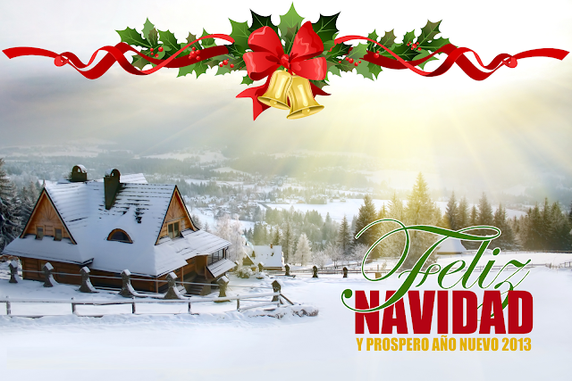 Casa llena de Nieve Feliz Navidad y Prospero Año nuevo 2013 