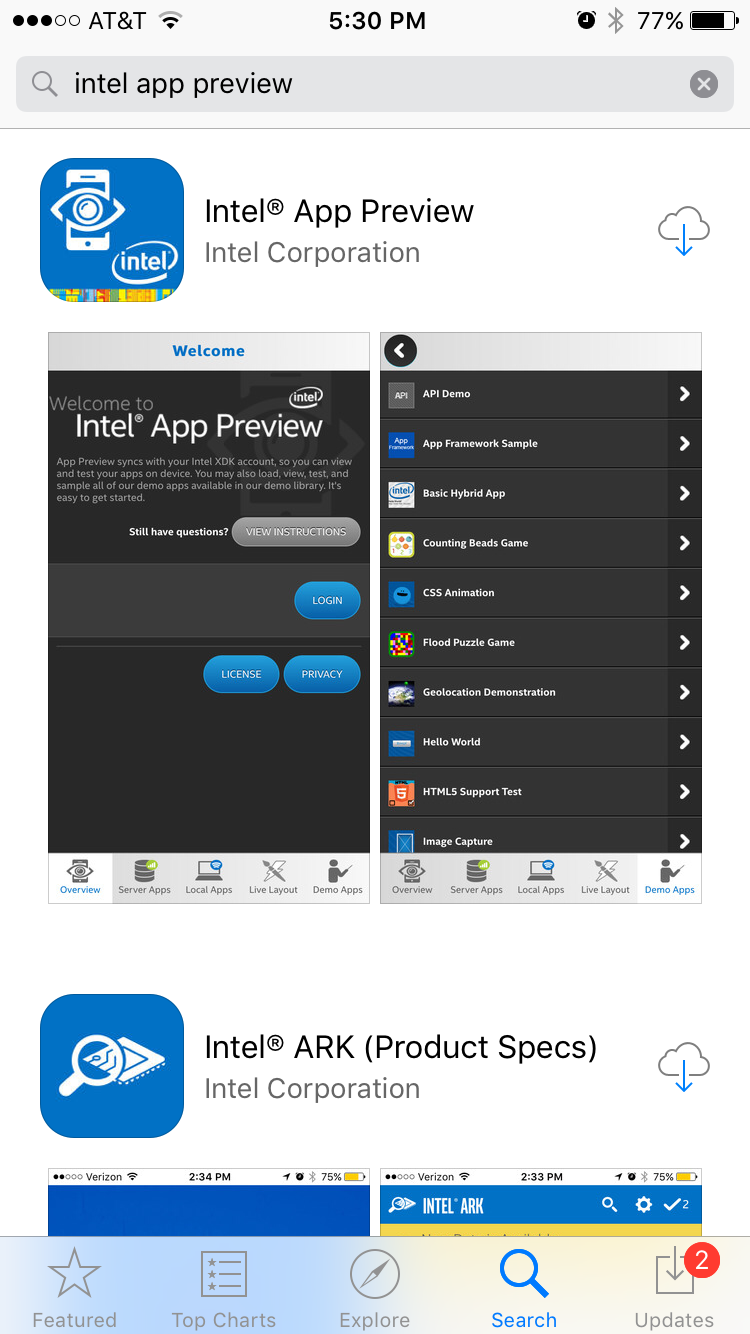 Intel App Preview works best on Windows Mobile