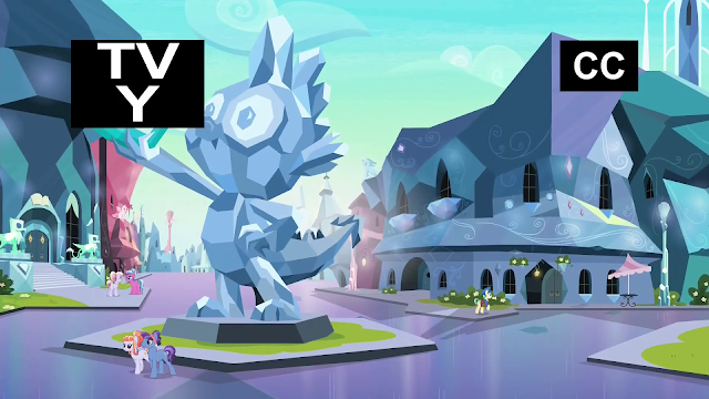Statue of Spike holding the Crystal Heart in Crystal Empire. A normal day in the crystal empire