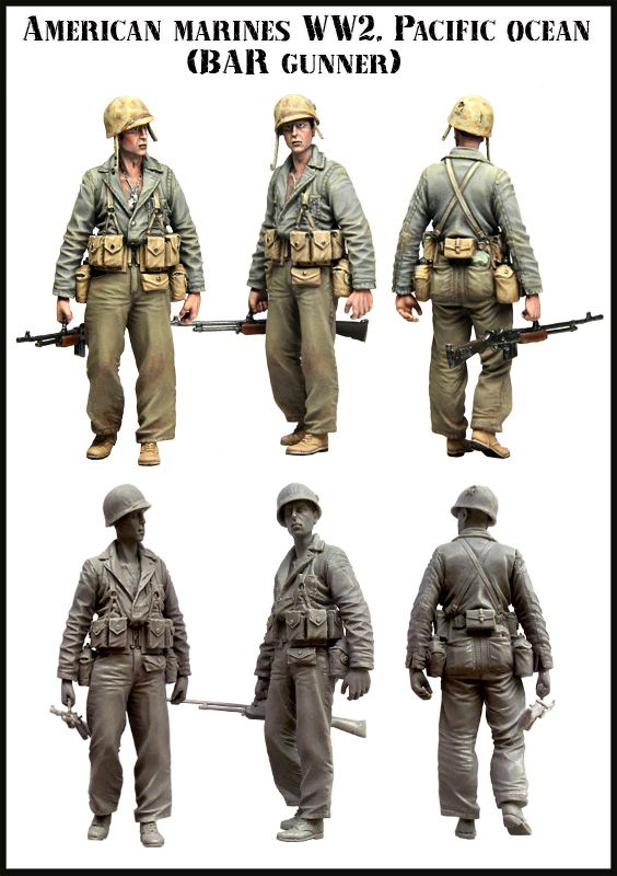 Details about  / 1//35 Resin Figure Model Kit US Soldiers USMC Infantry WWII Unpainted Unassambled