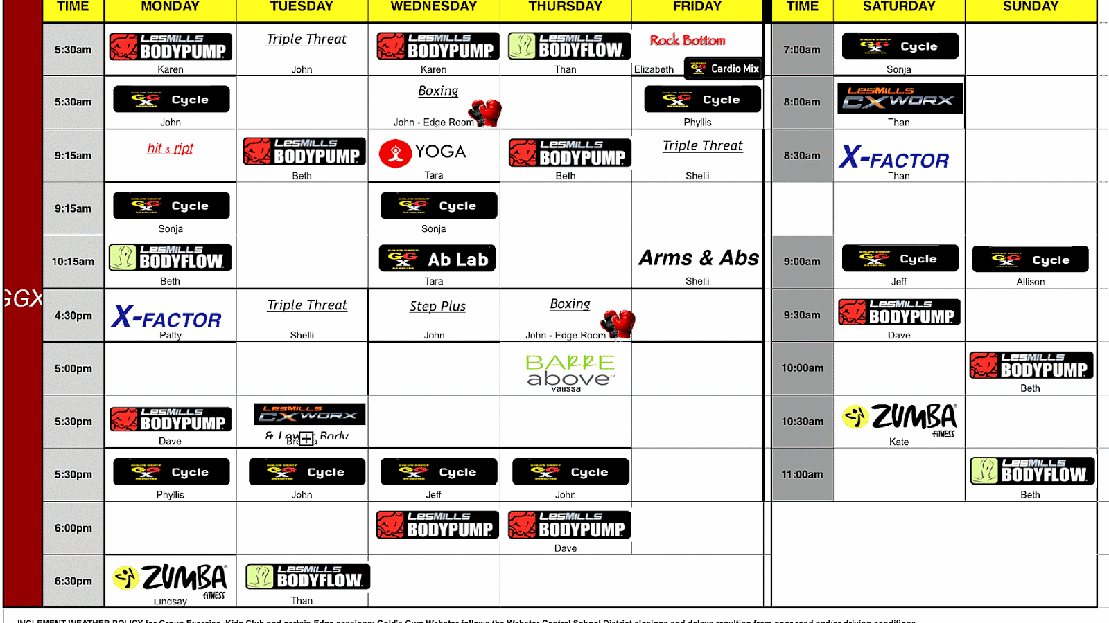 Golds Gym Ballston Schedule Gold Choices