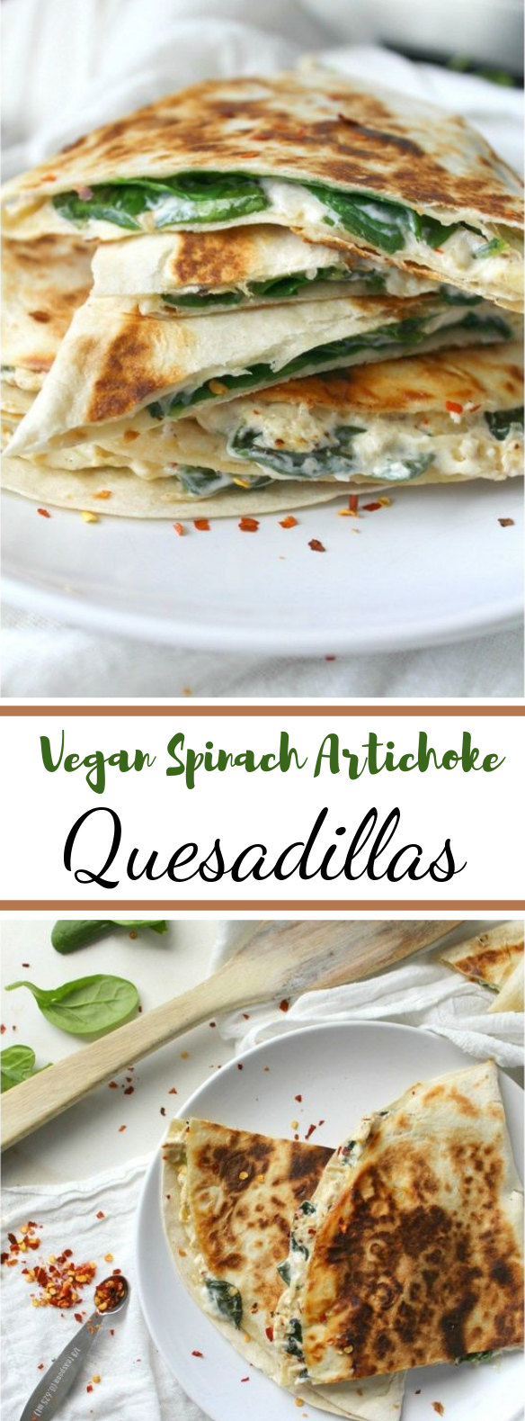 Vegan Spinach Artichoke Quesadillas #snack #vegetarian