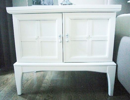 After-the Danish nightstand was painted bright white
