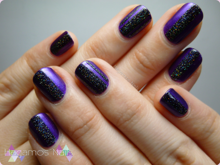 Violeta+Glitter Holografico. Hagamos Nails