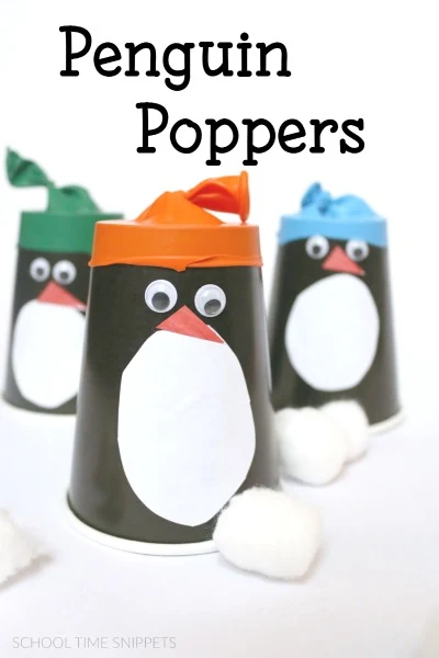 Easy Paper Cup Penguin Poppers Craft