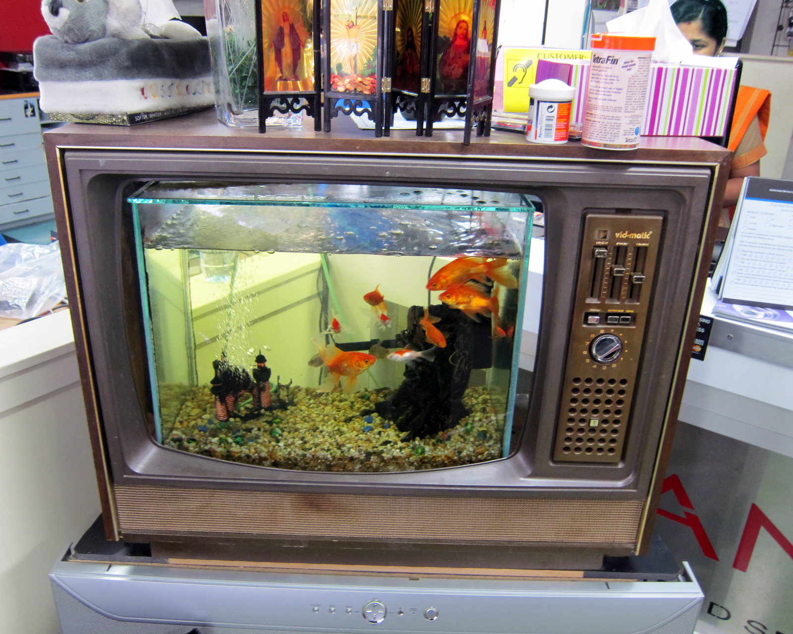 transpress nz fish tank TV set
