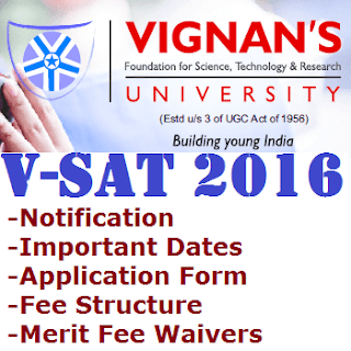 VSAT 2016 Vignan University B Tech Admission Test