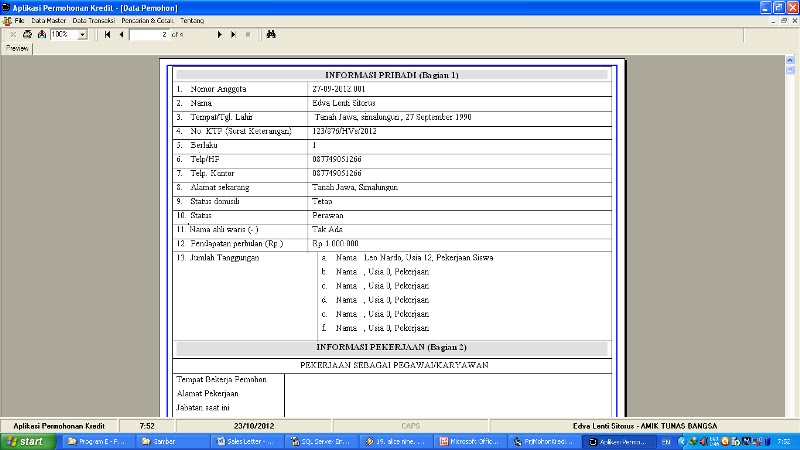 Program/Aplikasi Dengan Visual Basic  Contoh Program 