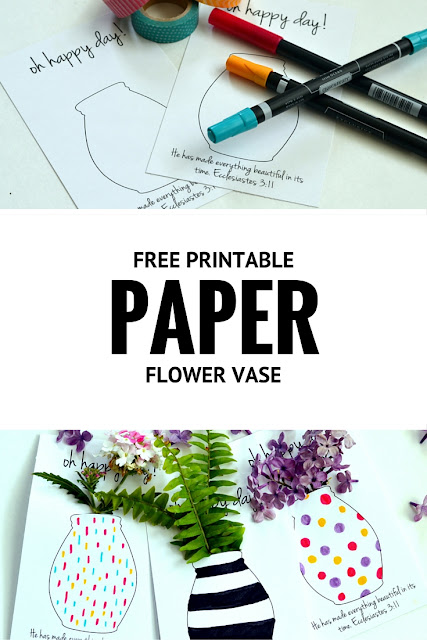 free printable coloring flower vase for Mother's day or May day
