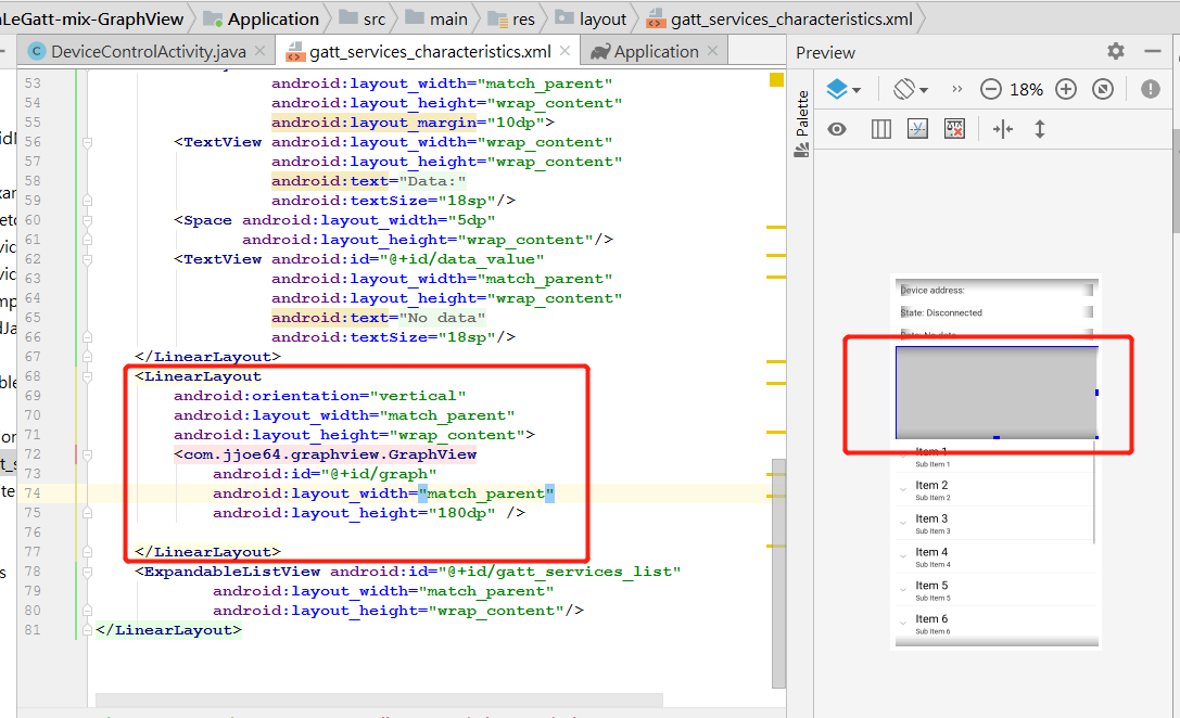 Programming notes: Android : google BLE example mix GraphView plotting ...