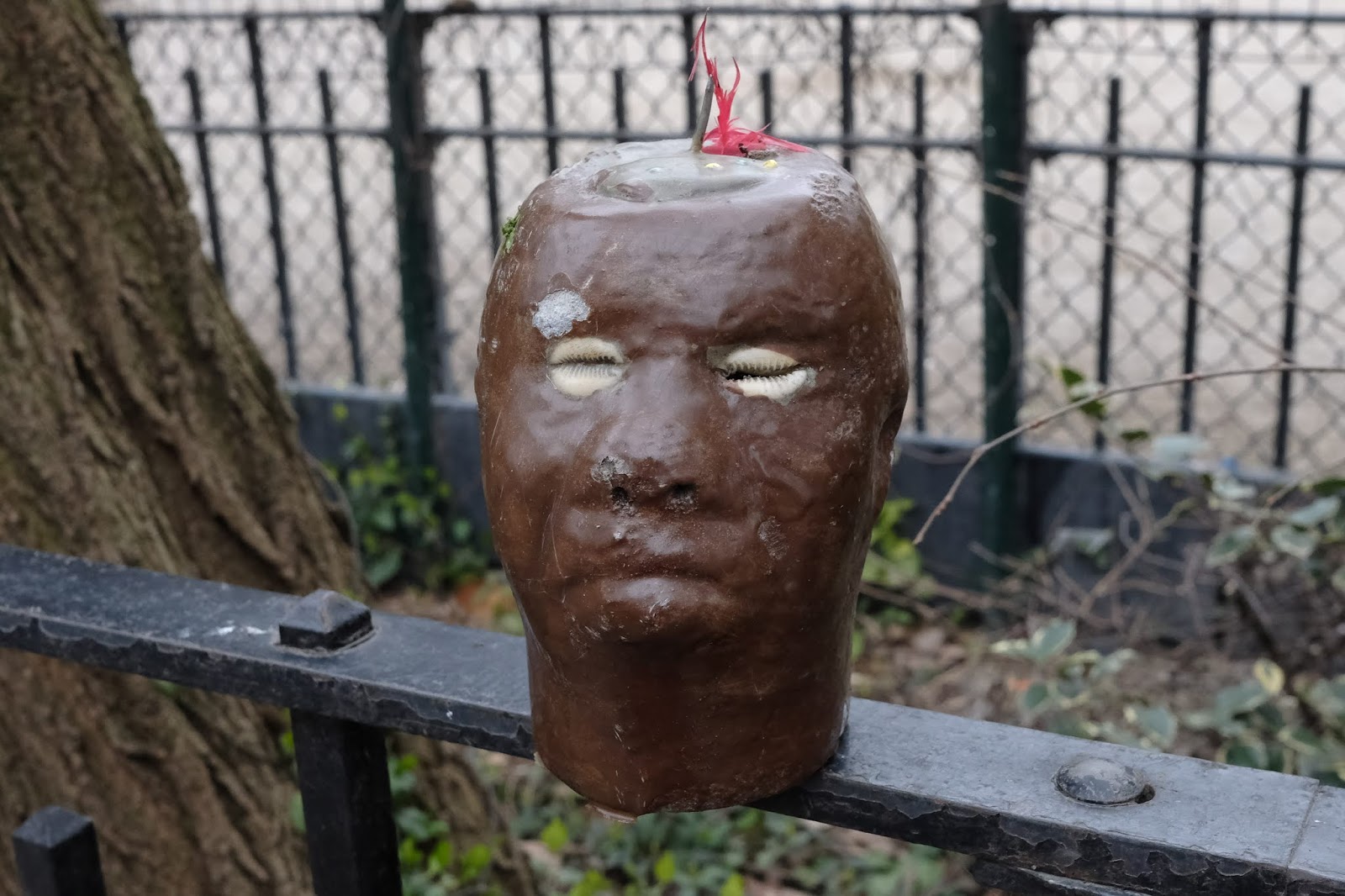 EV Grieve Today in photos of creepy stone heads left in Tompkins