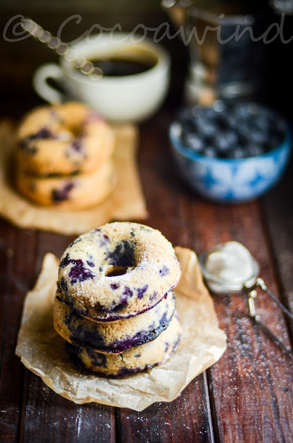 Baked Wholewheat Blueberry Donuts - Cocoawind