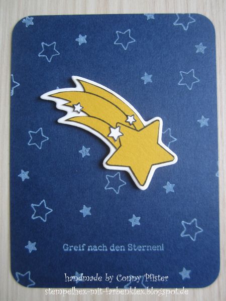 Stempelhex-mit-Farbenklex: Sternschnuppen-Schauer Stempelhex-mit-Farbenklex: Sternschnuppen-Schauer