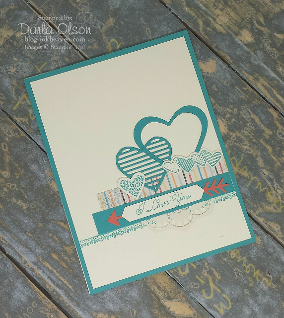 Valentine card created with Sealed With Love, Stampin' Up! in non-traditional colors shared by Darla Olson at inkheaven