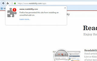 Firefox has prevented this site from installing an unverified add-on