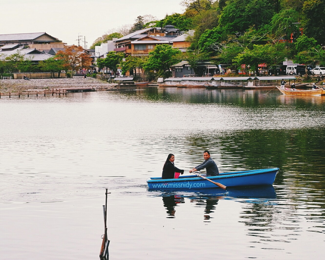 romantic boat in arashiyama
