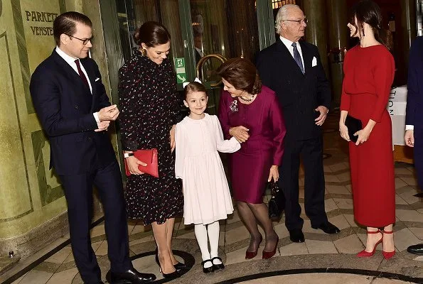 Princess Madeleine wore Erdem Aleena floral matelassé dress. Crown Princess Victoria, Princess Estelle, Prince Carl Philip, Princess Sofia