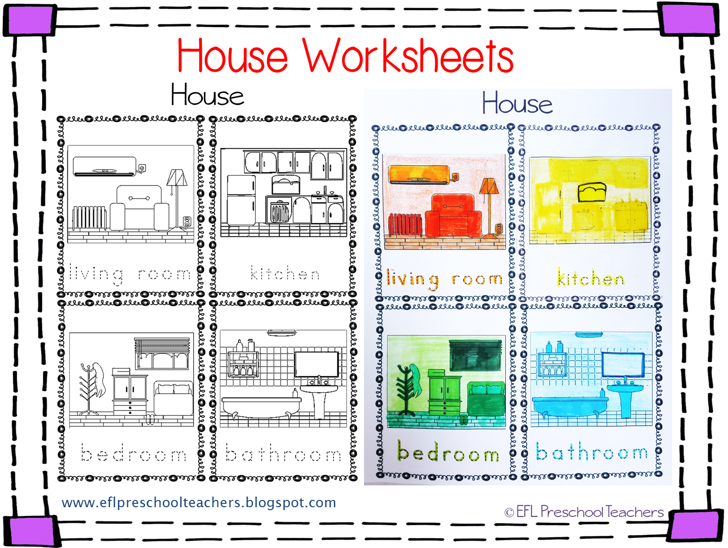 Esl Efl Preschool Teachers House Worksheets For The Preschool Ell