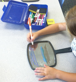 Dry erase markers on mirrors (Brick by Brick)