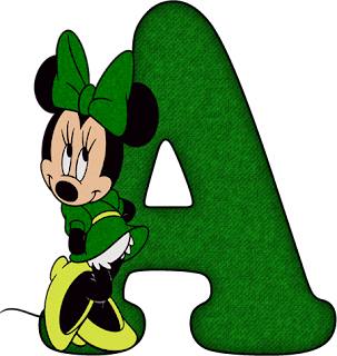Abecedario de Minnie en Verde. Minnie's Alphabet in Green.