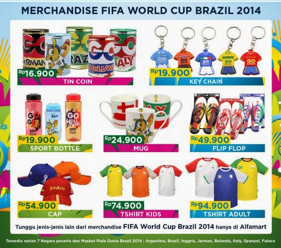 Pilihan merchandise di Alfamart official partner merchandise FIFA piala dunia Brazil 2014