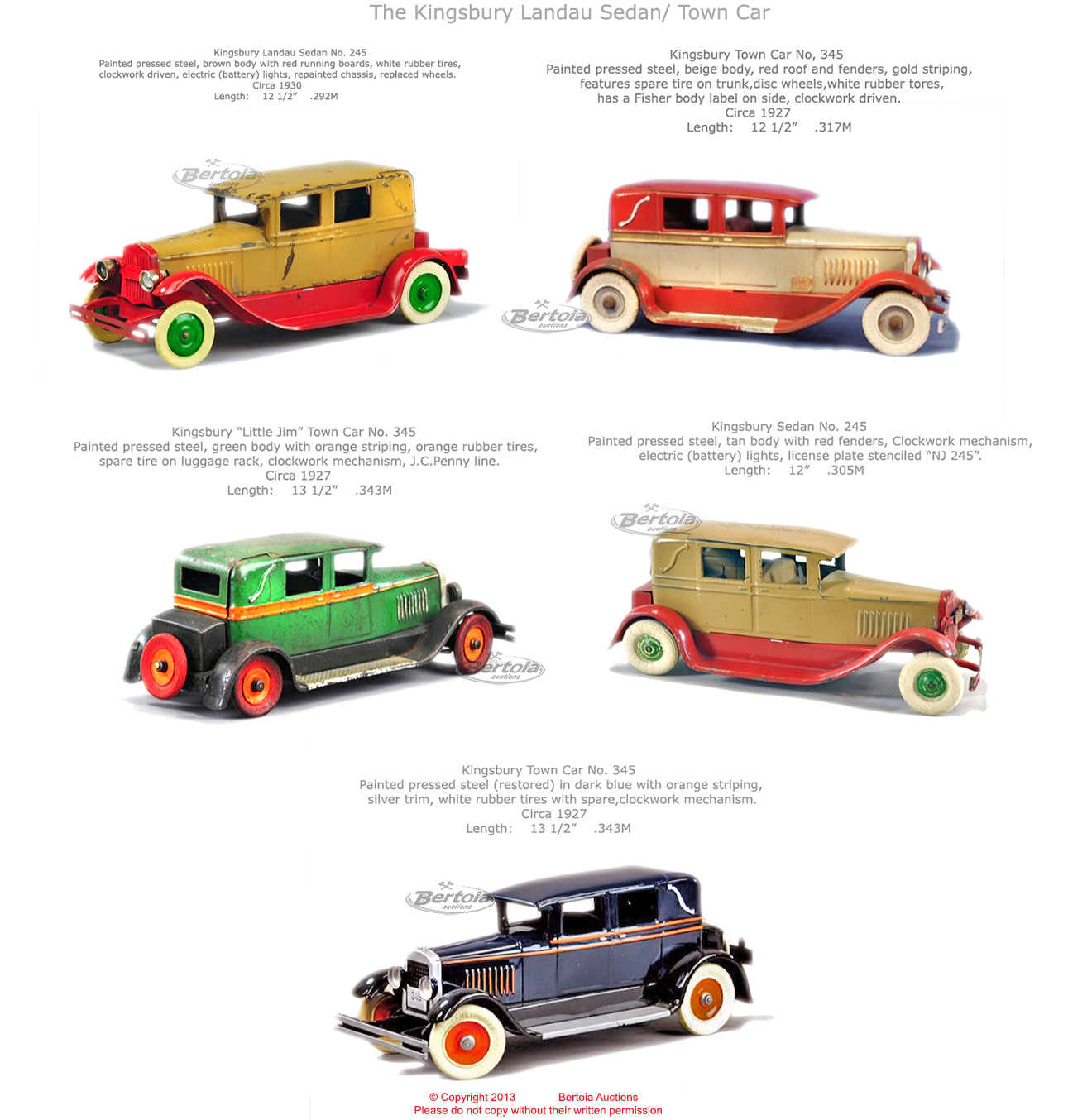 Old Antique Toys Kingsbury Cars with Lots of Colour