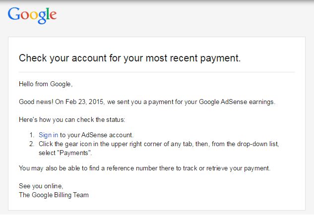 pembayaran Google Adsense
