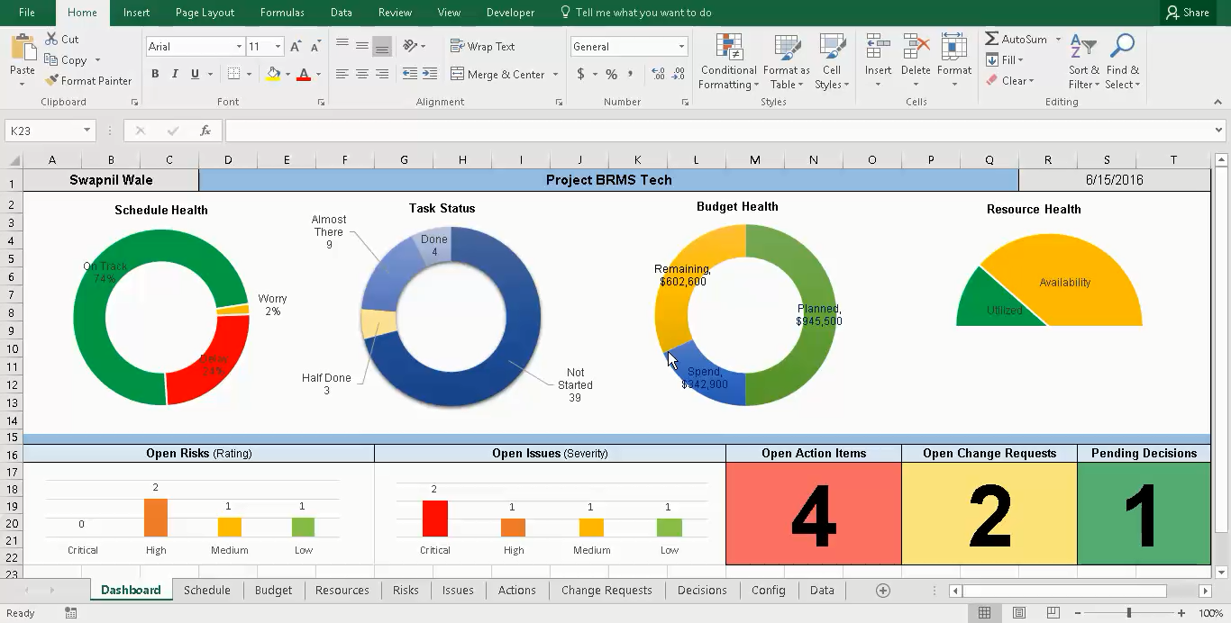 Project Tracking With Master Excel Project Manager Free Project