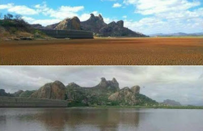 Resultado de imagem para Cenário muda de forma impressionante no açude do Cedro em apenas 5 dias