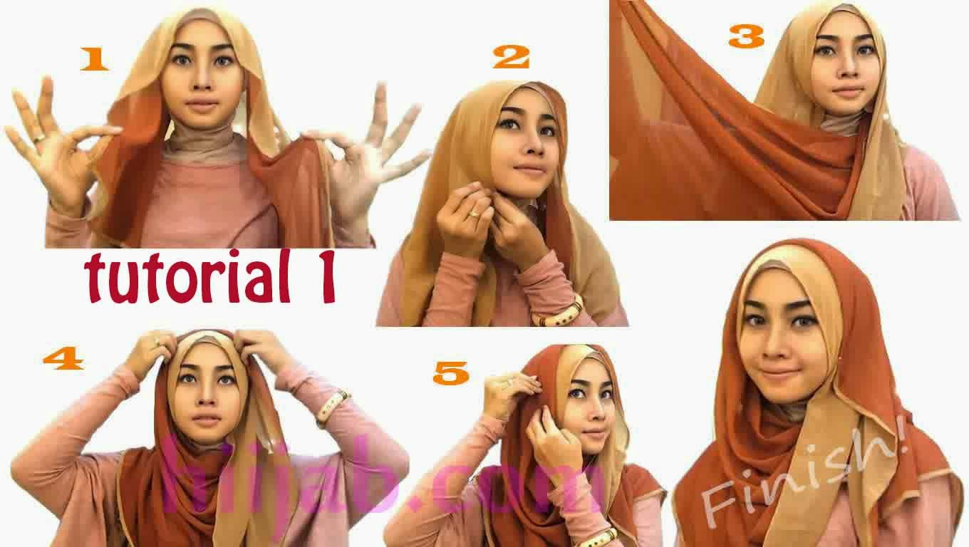 Kreasi Jilbab Dua Warna Untuk Pesta Modern Kreasi Jilbab Dua Warna Untuk Pesta Modern
