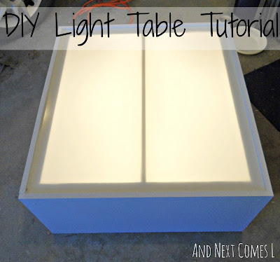 DIY light table tutorial (made from an old entertainment center) from And Next Comes L