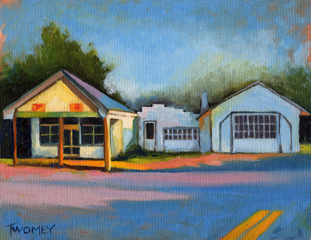 Twomey's Oil Painting of Huckstep's Garage, Free Union Virginia