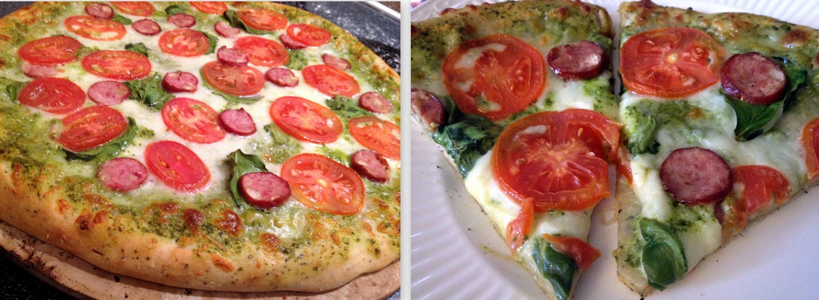 Call Me Mrs. Rapp Pesto Pizza with Roma Tomatoes &amp; Chicken Sausage