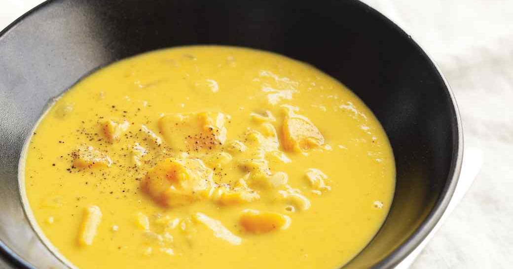My new favorite soup is Corn & Butternut Squash Chowder by Martha S...