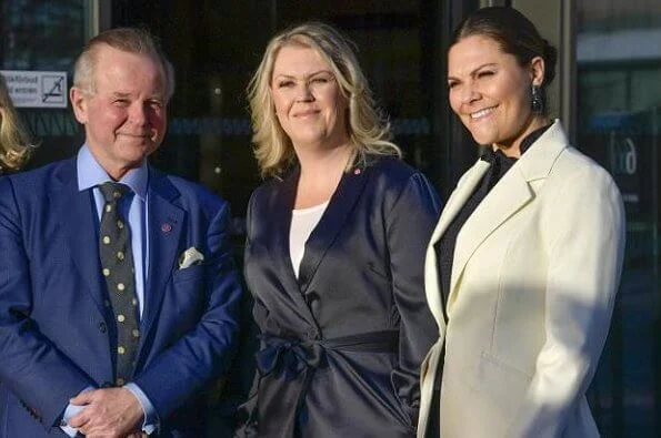 Crown Princess Victoria wore Baum und Pferdgarten Beyonce blazer. Af Klingberg rakel suede nero boots. Ralph Lauren bag