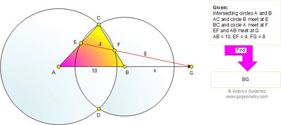  Problem 607: Intersecting Circles, Triangles, Metric Relations, Measurement.