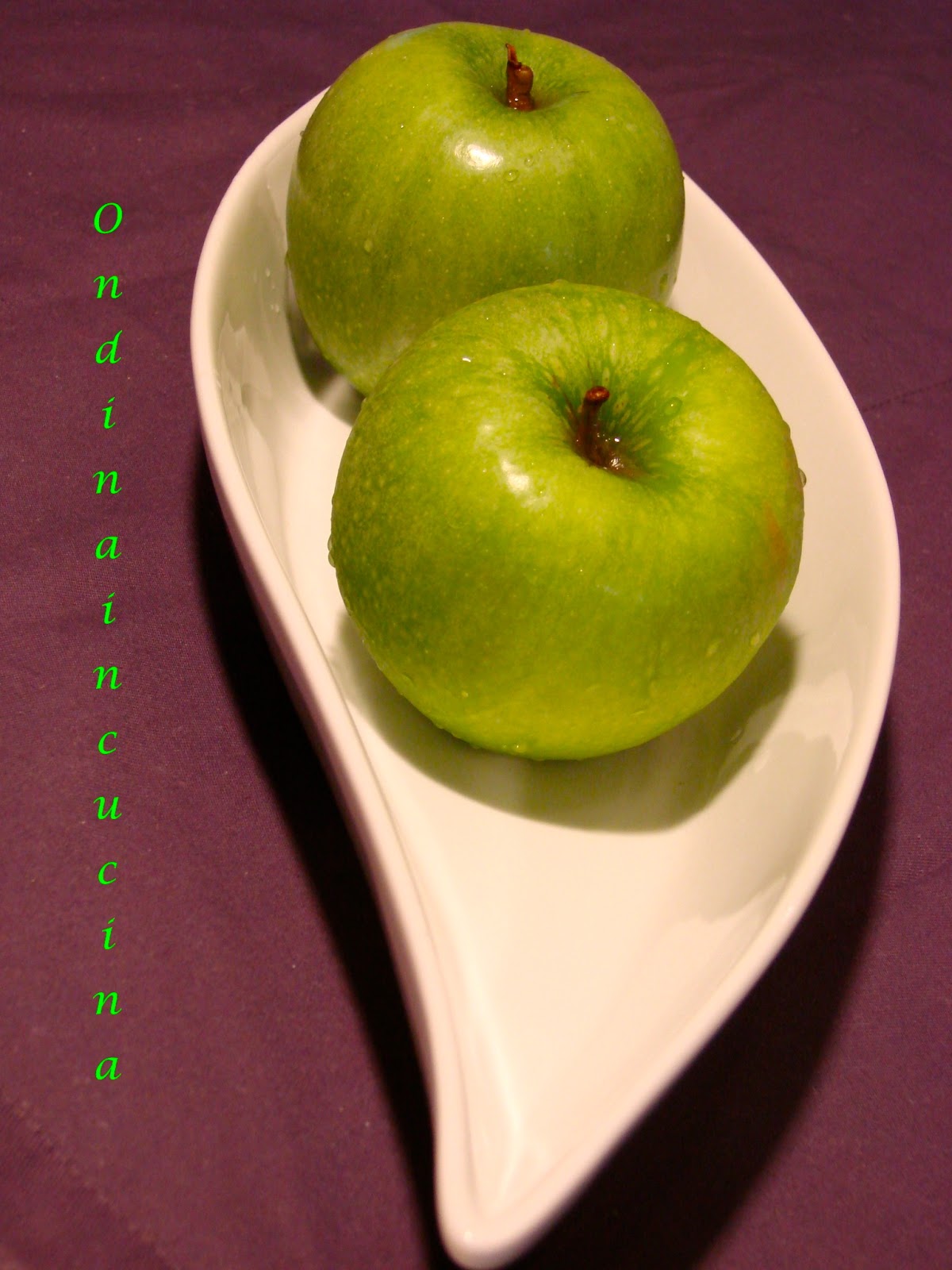 Ondinaincucina Risotto alla mela verde e gamberi, con guarnizione di