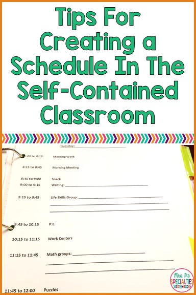 Here are tips for creating a schedule to reduce behaviors, increase on task behaviors and schedule therapies. These tips are designed for teachers who work in a self-contained special education program. 