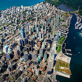 Aerial view of Vancouver, Western Canada
